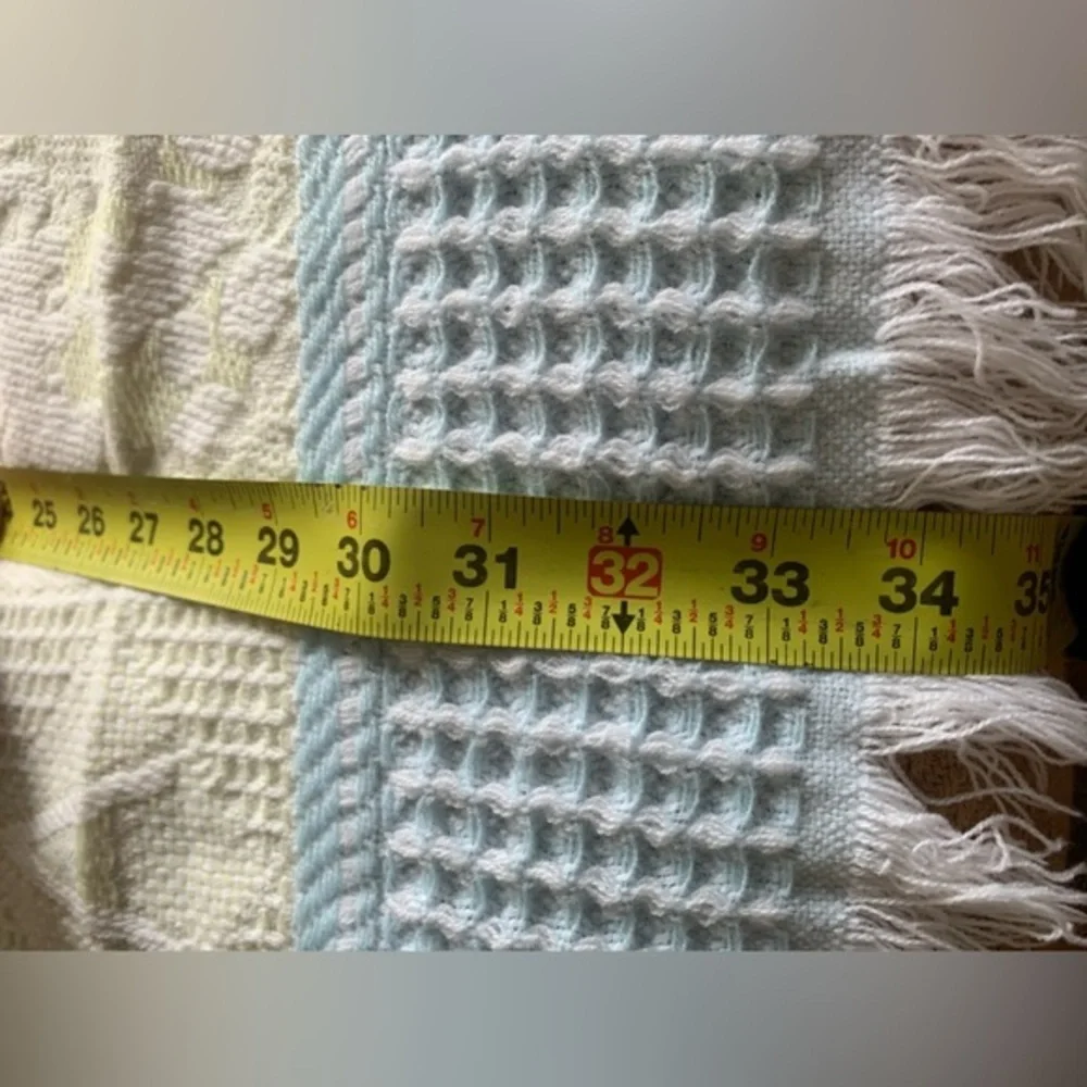 Vintage Baby Blanket‎ Pride N Joy Pastel Waffle Fringe  Bears Letters 34x34 90s